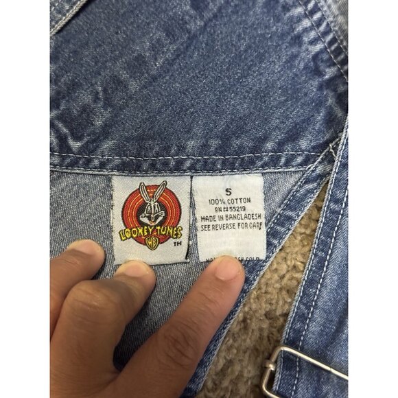 Vintage LOONEY TUNES Tweety Bird Shortalls Jumper Shorts Y2k 90s Oversized SMALL - Picture 4 of 10